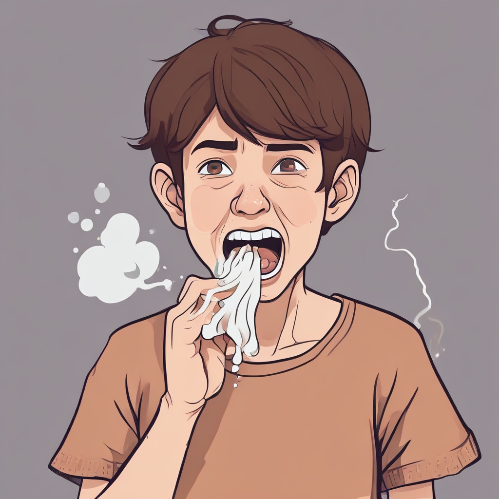 Boy with bad breath and brown hair